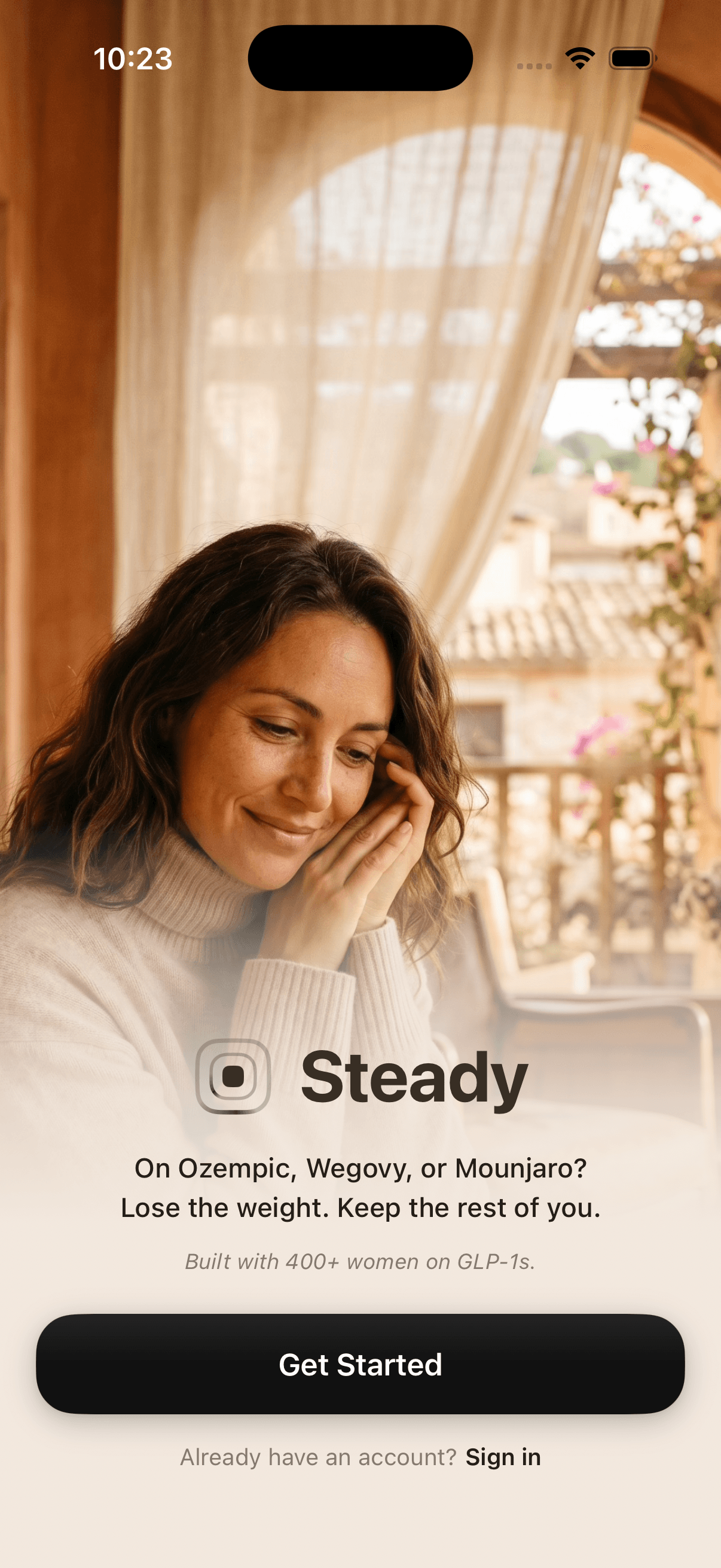 Steady onboarding welcome screen.